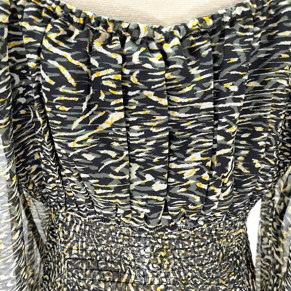 Steve Madden Shannon Chiffon Smocked‎ Blouse Long Sleeve Black Womens Size M NWT - Picture 9 of 12